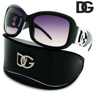 DG Designer BLACK SMOKE Oversized Sunglasses HARD CASE