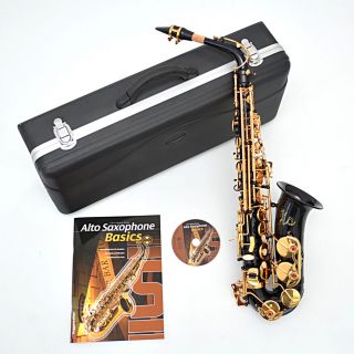 Alt Saxofon schwarz Gold Alto Saxophon Altsaxophon Black mit Koffer