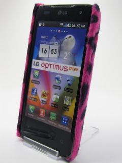 LG Optimus Speed P990 Hülle Hard Cover Case Tier Fell Stoff Kuh Rosa