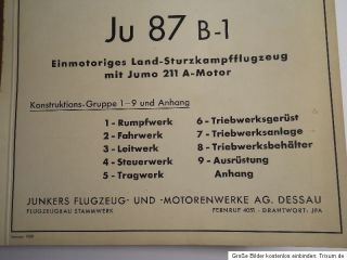 WW2 GERMAN LUFTWAFFE ERSATZTEILLISTE JUNKERS JU 87 B 1 STUKA ORIGINAL