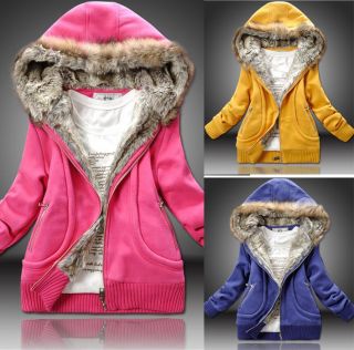 Damen Winter Sweat Jacke Mantel mit Kapuze verschied.Farben+Größen