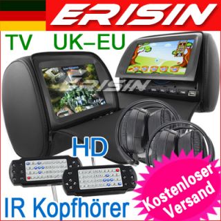 ES998DE 2 HD Kopfstuetze Autoradio 9 Headrest Monitor DVD/USB/SD