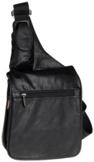Travelon Leather Expandable Messenger Style Bag, Black