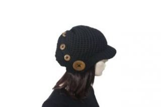 Classic Black Crochet Newsboy Beret Hat Clothing