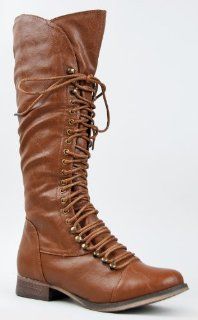 25 Women Military Style Lace Up Knee High Combat Fighting Boot Shoes