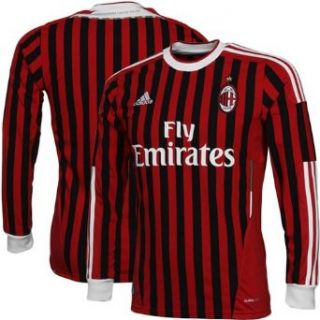 Adidas Mens AC Milan Soccer Home Long Sleeve Jersey Shirt