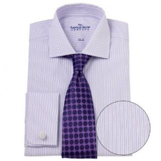 Lilac White Stripe Fitted Formal Dress Shirt Neck Size 16 Clothing