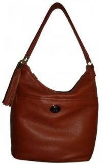 Womens Tommy Hilfiger Genuine Leather Bucket Tote (Brown