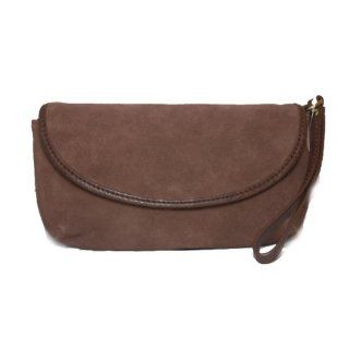 Lucky Brand Suede Leather Flap Wristlet Bourbon Brown