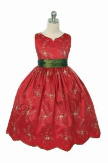 Heirloom Style Red & Olive Grn Dress ~ 4 (SK 3837
