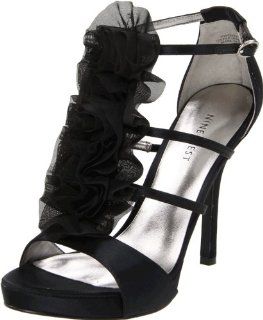  Nine West Womens Fairytale Sandal,Black Satin,9.5 M US Shoes