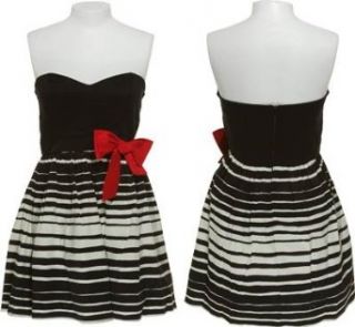 TRIXXI Stretch Stripe Sweetheart Dress W/ Red Bow