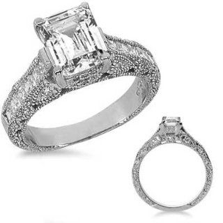 1.94 Ct. Antique Style Emerald Cut Diamond Engagement Ring