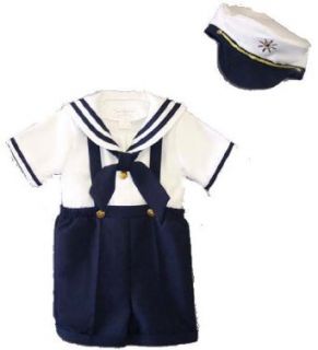Deluxe Boys Sailor Shorts Suit with Suspenders & Hat