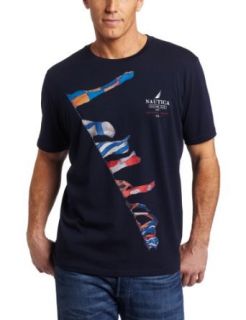 Nautica Mens Multiple Flags Tee, Navy, Small Clothing