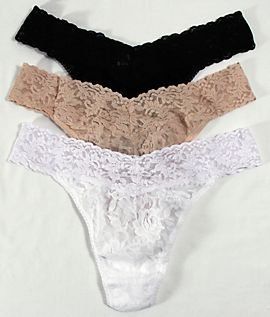 Hanky Panky Signature Lace Original Rise Thong 3 Pack, One