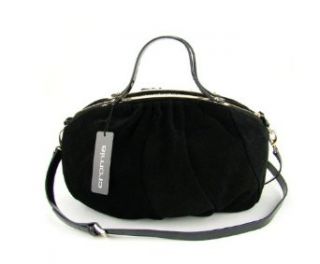 CROMIA Italian Shoulder Bag Handbag Purse in Black Leather