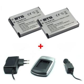 Chargeur + 2x Batteries SLB 11A pour Samsung   Chargeur + 2x Batteries