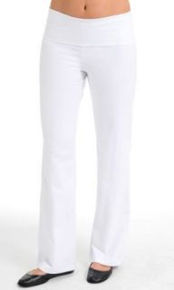 Ladies Lowrise Cotton Lycra Foldover Yoga Pants, Medium