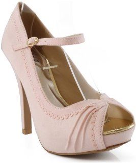 com Qupid Precious 33 Scalloped Open Toe Mary Jane Pumps PINK Shoes