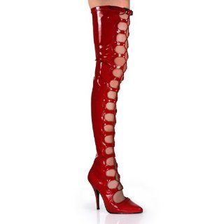 With Wrapping Single Sole Boot Red Stretch Patent Size 11 Shoes