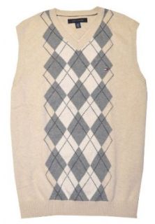 Tommy Hilfiger Men Checkard Sweater VEST (M, Beige/gray