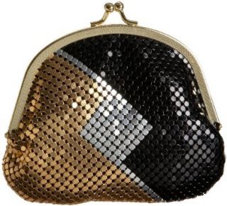  Y & S Mesh Double Coin Purse,Black/Silver/Gold,one size Shoes