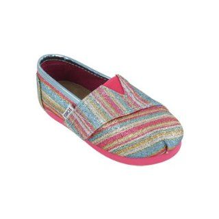TOMS Infants TOMS TINY CLASSICS PINK GLITTER STRIPE CASUAL SHOES