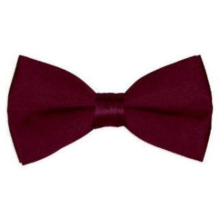Burgundy Satin Mens 2 1/2 Bow Tie Clothing