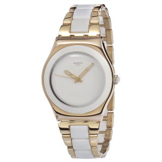 Swatch Womens Rose Pearl Two tone Linked Aluminum Watch Today $144