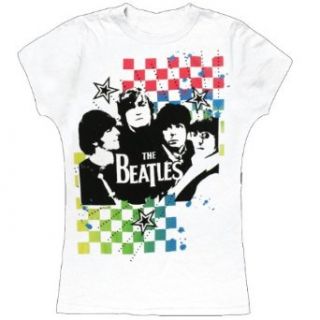 The Beatles   Neon Checkers Juniors T Shirt Clothing