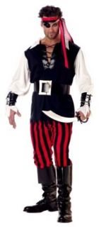 Mens Adult Cutthroat Pirate, Black/Red/White, XL (44 46) Clothing