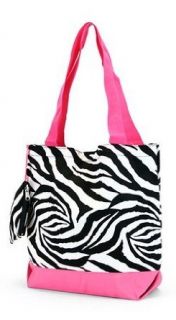 Cute Zebra Print Tote Bag Purse Hot Pink Trim Clothing
