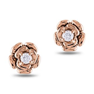 Miadora 14k Rose Gold 1/5 CT TDW Diamond Flower Earrings (G H, SI1 SI2