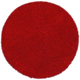 Hand woven Shagadelic Red Chenille Round Rug (5 x 5)