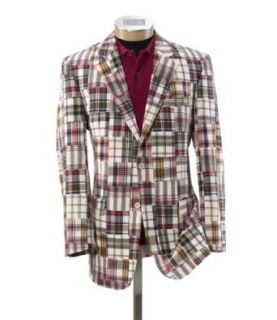 Button Sportcoat Extended Sizes (CREAM/RED PATCH, 44 X LONG) Clothing