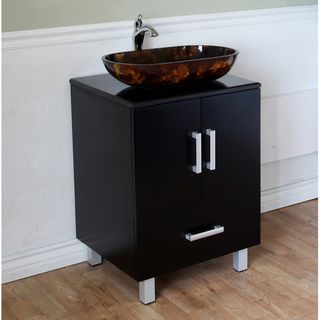 Black 22 inch Birch Wood Single Bathroom Vanity and Sink