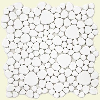SomerTile 11x11 in Quarry White Gloss Porcelain Mosaic Tile (Pack of