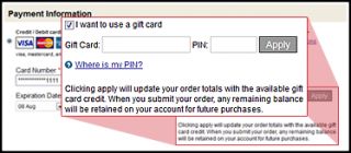 Enter the gift card number along with the 4 digit PIN*