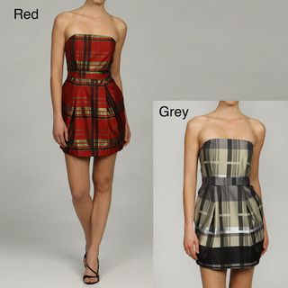 Issue New York Womens Strapless Plaid Cocktail Dress