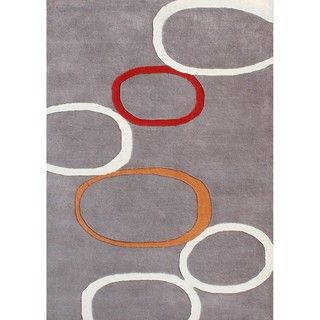 Hand tufted Horizon Metro Circles Grey Wool Rug (8 x 10)