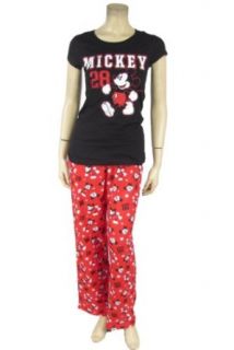 Mickey Mouse 28 Pajama Set Red Pants & Black T Shirt