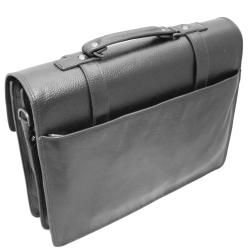 Kenneth Cole New York Port It Out Black Leather Flap over Briefcase