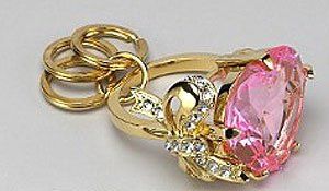 Juicy Couture Heart Bow Engagement Ring Key Chain Pink