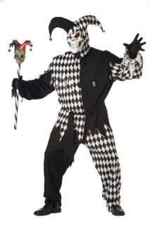 Adult Black/White Evil Jester Big & Tall Costume 48 52 Plus Clothing