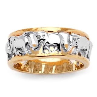 Toscana 14k Two tone Goldplated Elephant Caravan Ring