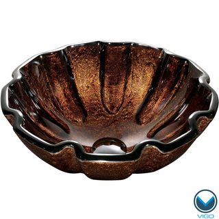 Vigo Walnut Shell Above the Counter Tempered Glass Vessel Sink in