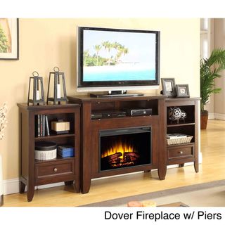Dover Mahogany Media Console Electric Fireplace with Optional Piers