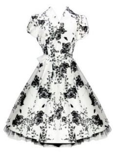 50s Tea Party Floral Dress White   0 (US), 8 (UK