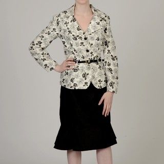 Allyson Cara Womens Plus Size Floral Trumpet Hem Skirt Suit